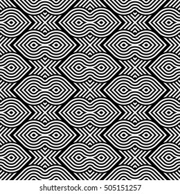 Design seamless monochrome geometric pattern. Abstract stripy background. Vector art