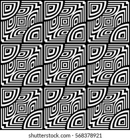 Design seamless monochrome geometric pattern. Abstract striped background. Vector art