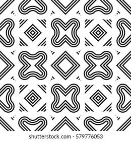 Design seamless monochrome geometric pattern. Abstract striped background. Vector art