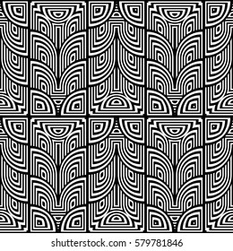 Design seamless monochrome geometric pattern. Abstract stripy background. Vector art