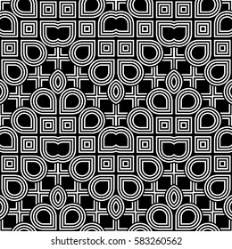 Design seamless monochrome geometric pattern. Abstract striped background. Vector art