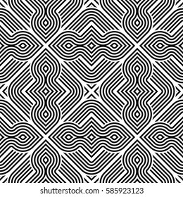 Design seamless monochrome geometric pattern. Abstract stripy background. Vector art