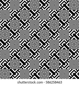 Design seamless monochrome geometric pattern. Abstract striped background. Vector art