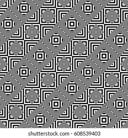 Design seamless monochrome geometric pattern. Abstract striped background. Vector art