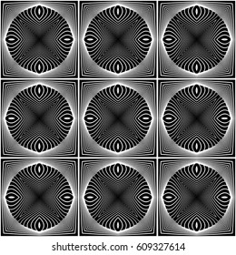 Design seamless monochrome geometric pattern. Abstract decorative striped background. Vector art. No gradient