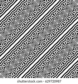 Design seamless monochrome geometric pattern. Abstract striped background. Vector art