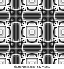 Design seamless monochrome geometric pattern. Abstract stripy background. Vector art