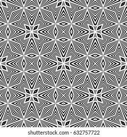 Design seamless monochrome geometric pattern. Abstract striped background. Vector art