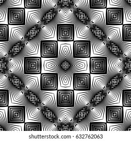 Design seamless monochrome geometric pattern. Abstract decorative background. Vector art. No gradient