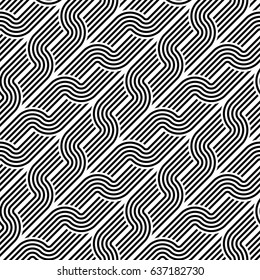Design seamless monochrome geometric pattern. Abstract stripy background. Vector art