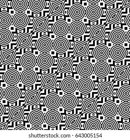 Design seamless monochrome geometric pattern. Abstract striped background. Vector art