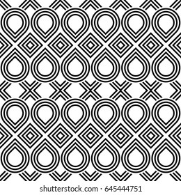 Design seamless monochrome geometric pattern. Abstract striped background. Vector art