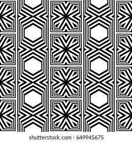 Design seamless monochrome geometric pattern. Abstract striped background. Vector art