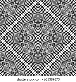 Design seamless monochrome geometric pattern. Abstract illusion background. Vector art. No gradient