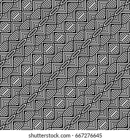 Design seamless monochrome geometric pattern. Abstract striped background. Vector art