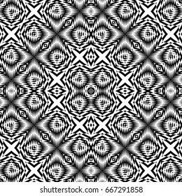 Design seamless monochrome geometric pattern. Abstract illusion background. Vector art. No gradient