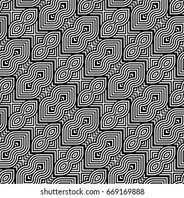 Design seamless monochrome geometric pattern. Abstract stripy background. Vector art