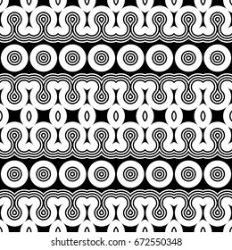 Design seamless monochrome geometric pattern. Abstract striped background. Vector art