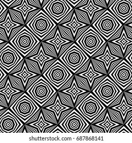 Design seamless monochrome geometric pattern. Abstract striped background. Vector art. No gradient