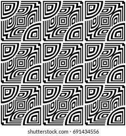 Design seamless monochrome geometric pattern. Abstract striped background. Vector art