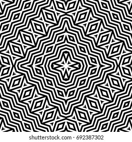 Design seamless monochrome geometric pattern. Abstract striped background. Vector art