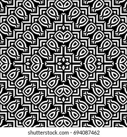 Design seamless monochrome geometric pattern. Abstract striped background. Vector art