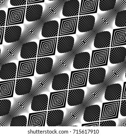 Design seamless monochrome geometric pattern. Abstract decorative background. Vector art. No gradient