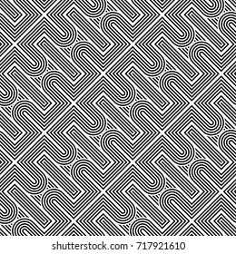 Design seamless monochrome geometric pattern. Abstract stripy background. Vector art