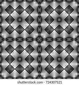 Design seamless monochrome geometric pattern. Abstract decorative background. Vector art. No gradient
