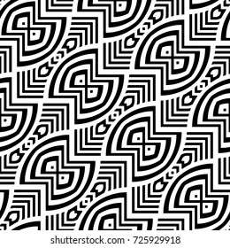 Design seamless monochrome geometric pattern. Abstract striped background. Vector art