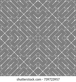 Design seamless monochrome geometric pattern. Abstract striped background. Vector art