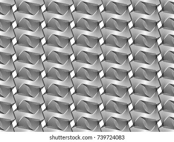 Design seamless monochrome geometric pattern. Abstract lines textured background. Vector art. No gradient