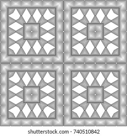Design seamless monochrome geometric pattern. Abstract illusion background. Vector art. No gradient