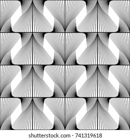Design seamless monochrome geometric pattern. Abstract lines textured background. Vector art. No gradient