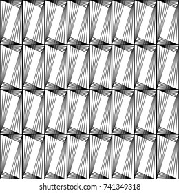 Design seamless monochrome geometric pattern. Abstract lines textured background. Vector art. No gradient