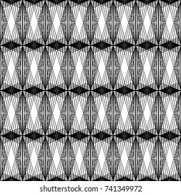 Design seamless monochrome geometric pattern. Abstract lines textured background. Vector art. No gradient