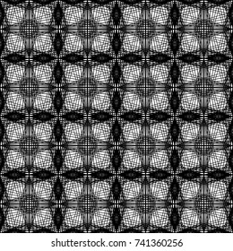 Design seamless monochrome geometric pattern. Abstract lines textured background. Vector art. No gradient