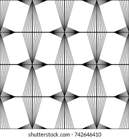 Design seamless monochrome geometric pattern. Abstract lines textured background. Vector art. No gradient