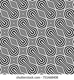 Design seamless monochrome geometric pattern. Abstract striped background. Vector art. No gradient