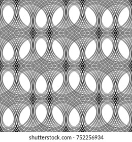 Design seamless monochrome geometric pattern. Abstract lines textured background. Vector art. No gradient