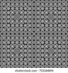 Design seamless monochrome geometric pattern. Abstract striped background. Vector art