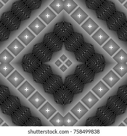Design seamless monochrome geometric pattern. Abstract striped background. Vector art. No gradient