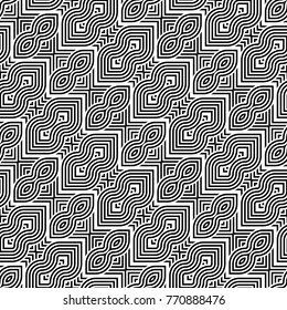 Design seamless monochrome geometric pattern. Abstract stripy background. Vector art