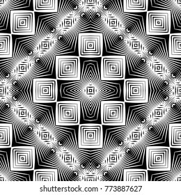 Design seamless monochrome geometric pattern. Abstract decorative background. Vector art. No gradient