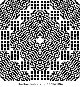 Design seamless monochrome geometric pattern. Abstract illusion background. Vector art. No gradient