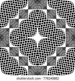 Design seamless monochrome geometric pattern. Abstract illusion background. Vector art. No gradient