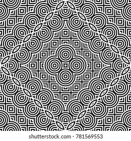 Design seamless monochrome geometric pattern. Abstract striped background. Vector art