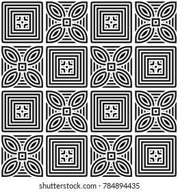Design seamless monochrome geometric pattern. Abstract stripy background. Vector art