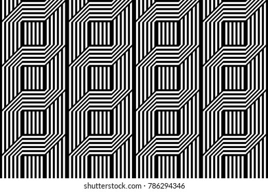 Design seamless monochrome geometric pattern. Abstract stripy background. Vector art