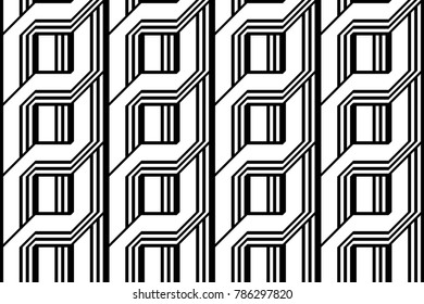 Design seamless monochrome geometric pattern. Abstract stripy background. Vector art